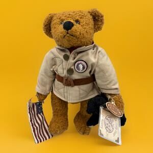 Ganz Cottage Lorraine Chien USA Flag Army Teddy Bear, 100th Anniversary  New/tag
